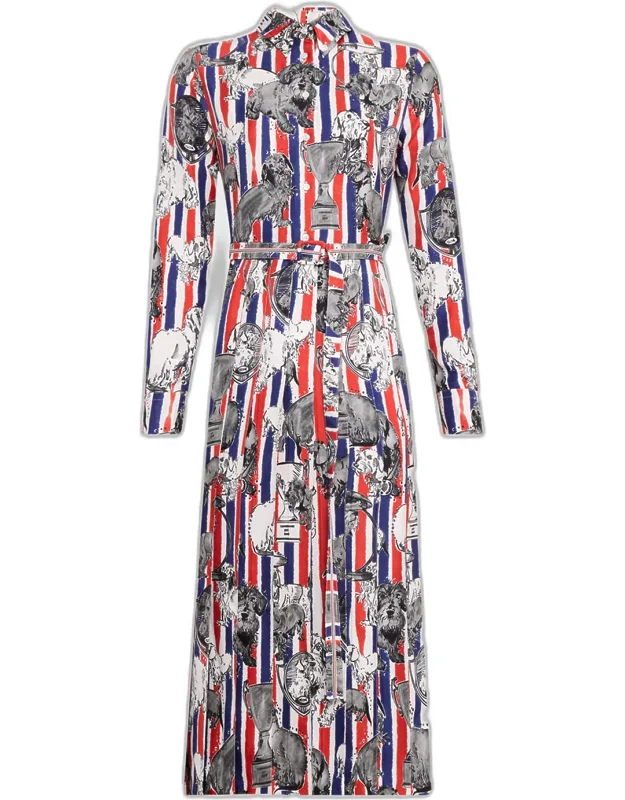 Hector Silk Twill Pleated Midi Shirtdress With Belt