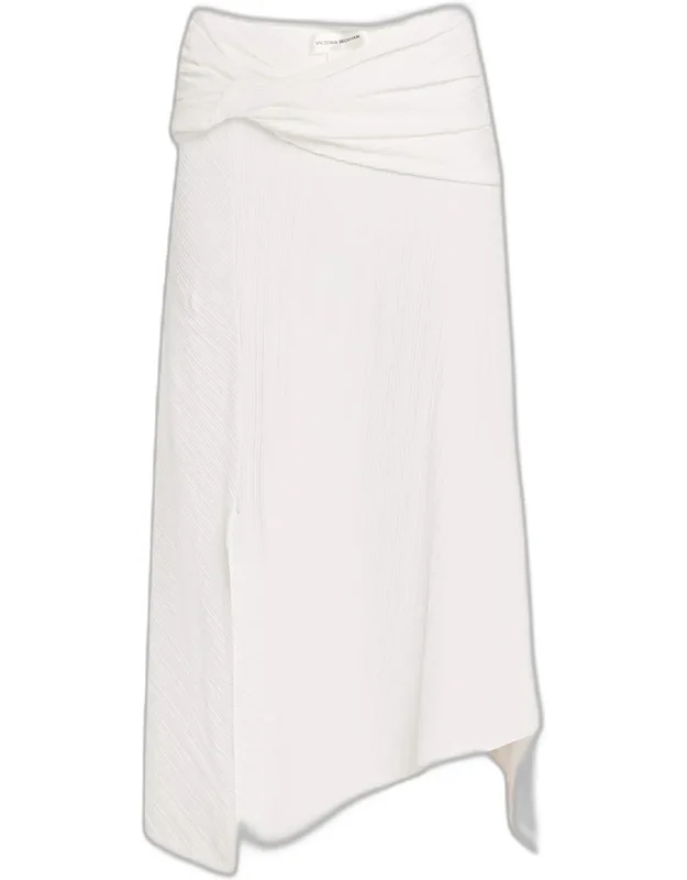 Twisted Cotton Plisse Midi Handkerchief Skirt