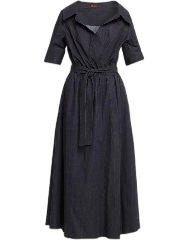 Belted Denim Maxi Dress