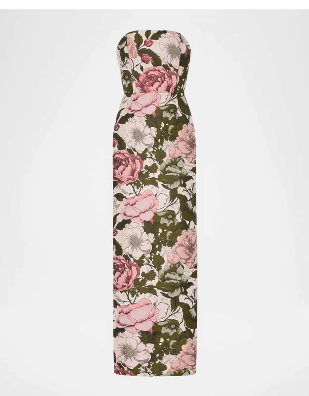 Strapless Jacquard Maxi Dress