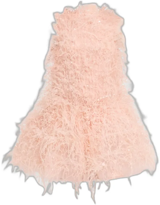 Feather Sequined Sleeveless Bubble Mini Dress