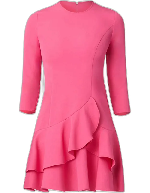 Ruffle-hem Stretch Crepe Mini Dress