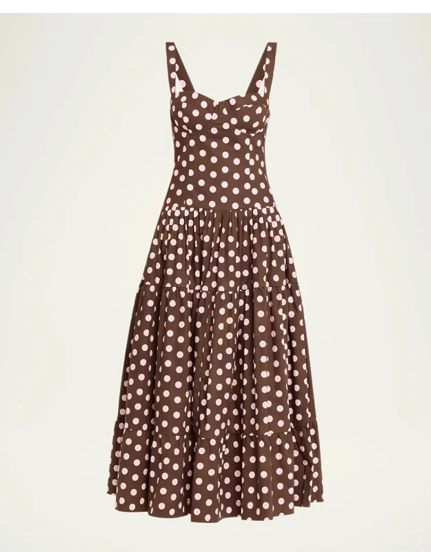 Tiered Floral Poplin Midi Dress