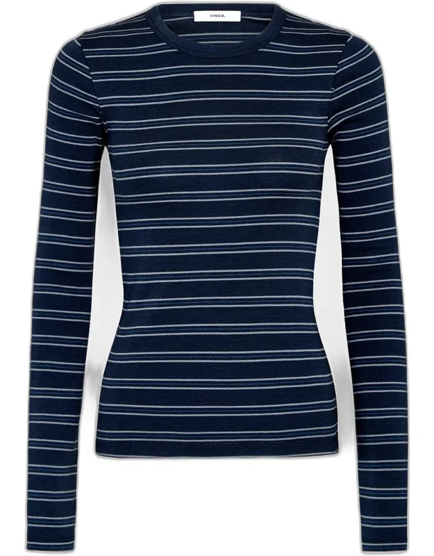 Striped Long-sleeve Crewneck T-shirt