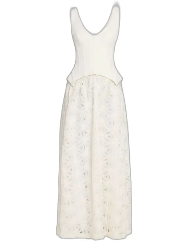 Bryony Sleeveless Corset Lace Midi Dress