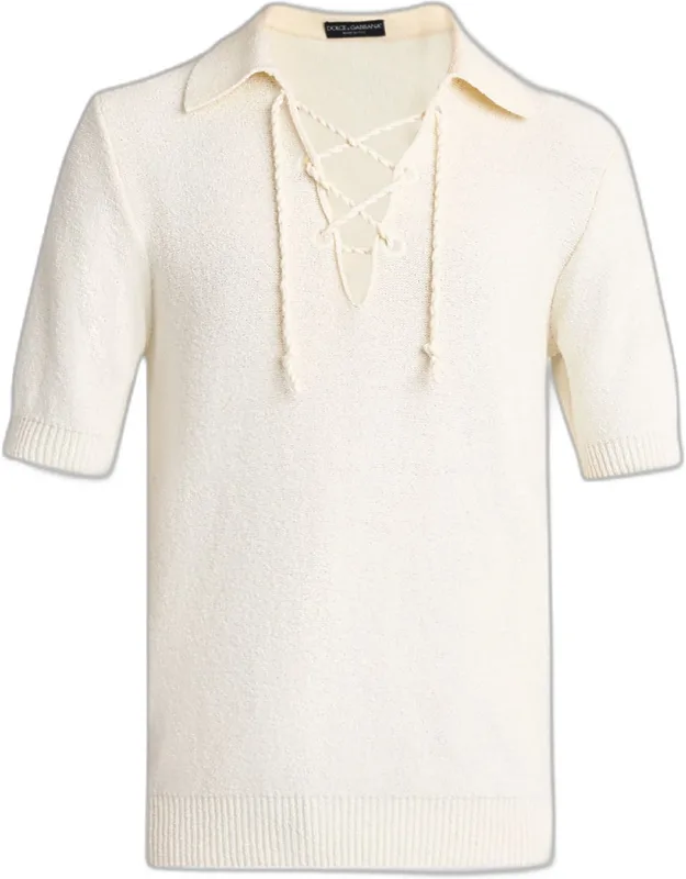Drawcord V-neck Polo Shirt