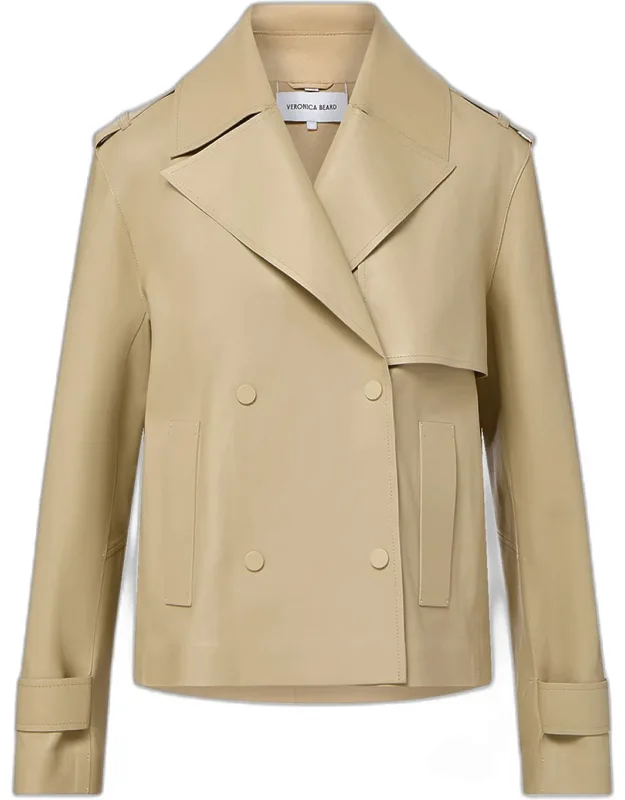 Cropped Leather Trench Coat