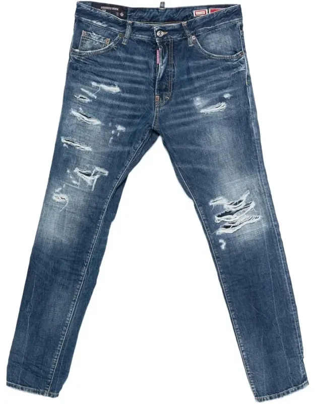Jeans With Distressed Effect And Five Pockets