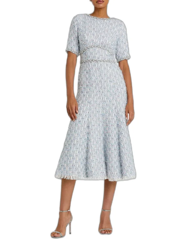Beaded Tweed Midi Dress