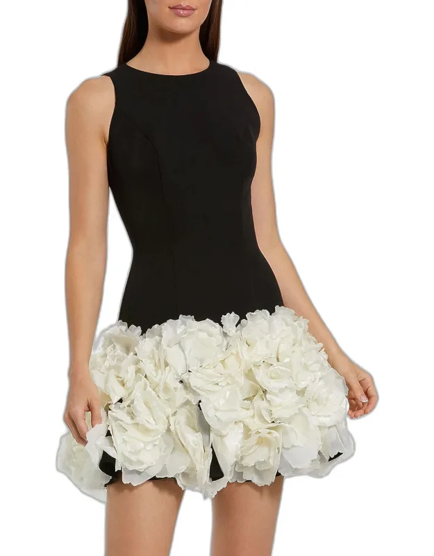 Floral-appliquéd Crepe Mini Dress