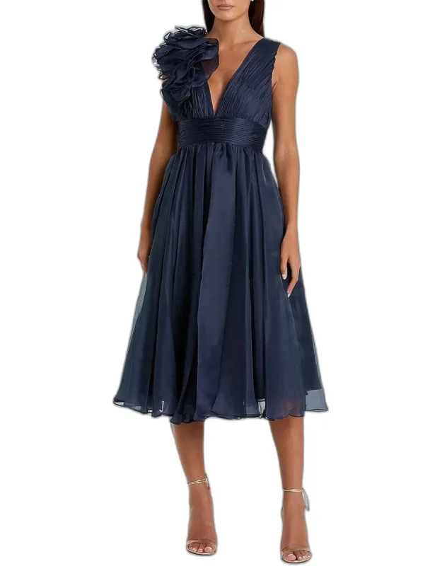 Chiffon Sleeveless Fit-and-flare Midi Dress