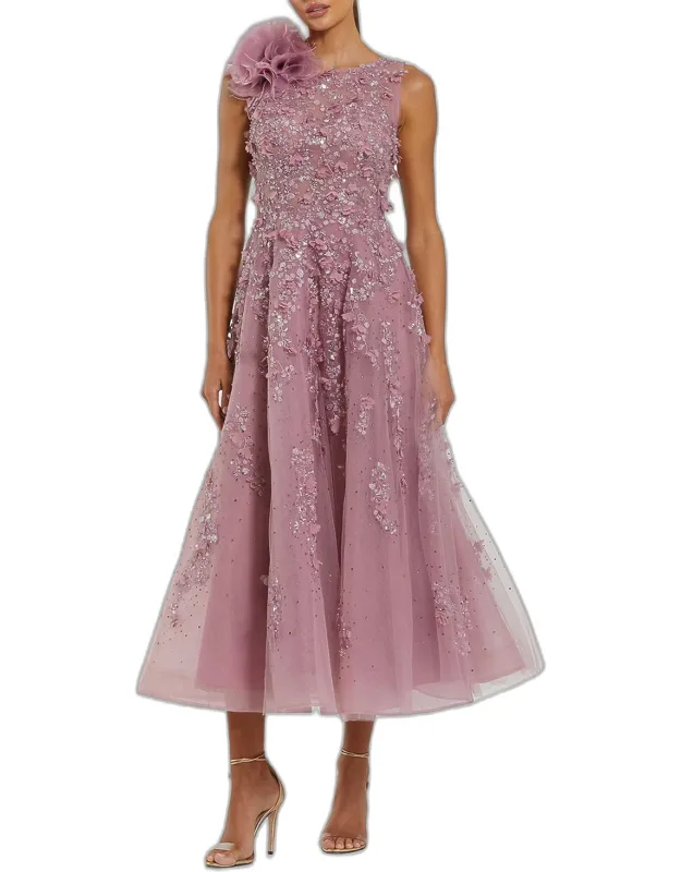Beaded Fit-and-flare Midi Dress