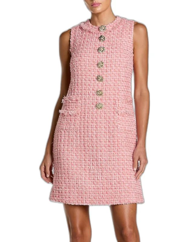 Bouclé Sleeveless Sheath Mini Dress