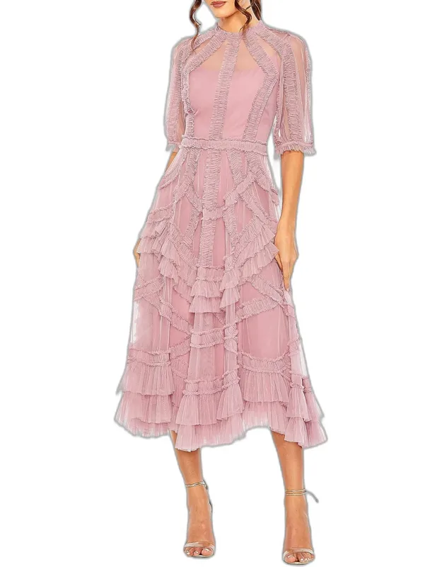 Gathered Tulle Midi-dress