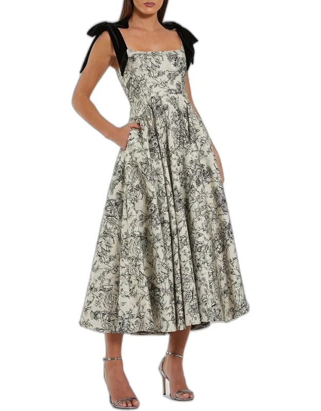 Brocade A-line Midi Dress