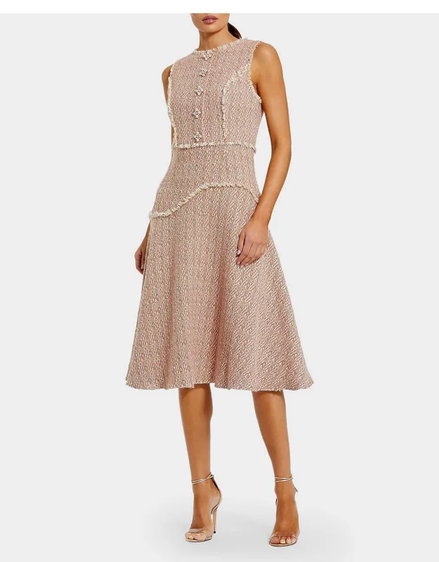 Boucle Sleeveless Button-up Midi Dress