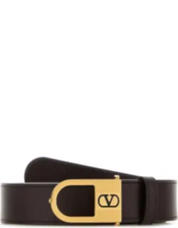Chocolate Leather Vlogo Signature Belt