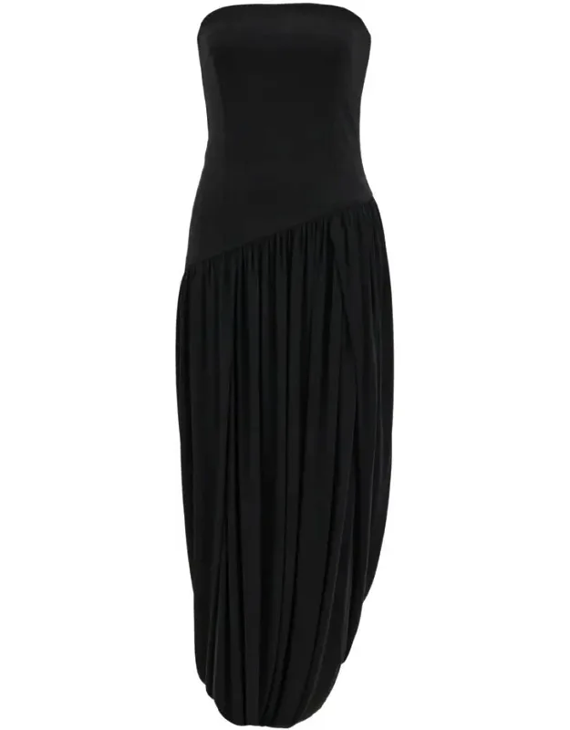 Dress With Asymmetric Waist And Ruched Detailing