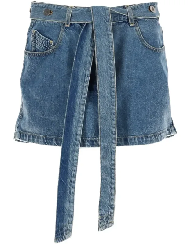 Denim Skirt With Belt