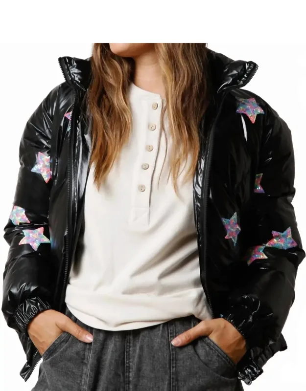 Sequin Star Puffer Jacket