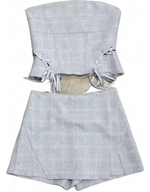 Herringbone Skorts And Corset Top Set