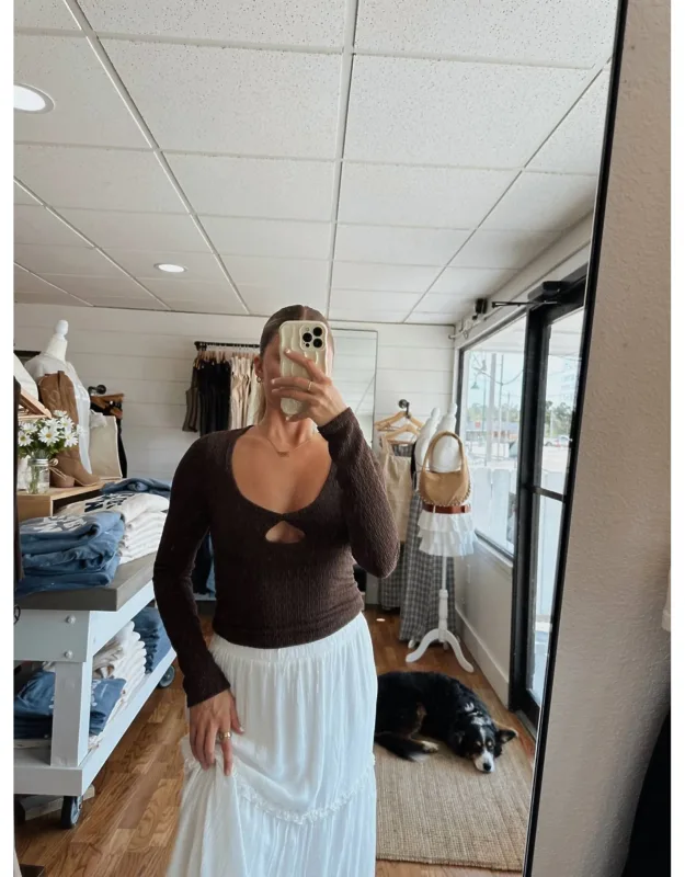 Long Sleeve Keyhole Top