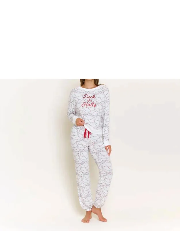 Star Seeker Brushed Jersey Pajama Set In Holiday Lights
