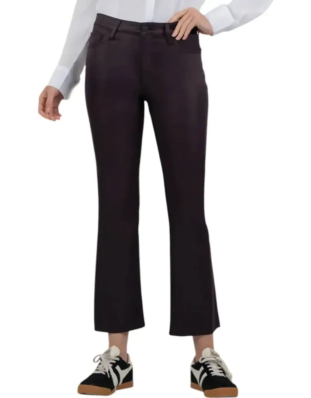 Coated High Rise Ankle Flare Pants