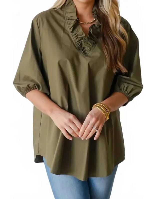 Ruffle V Neck Top