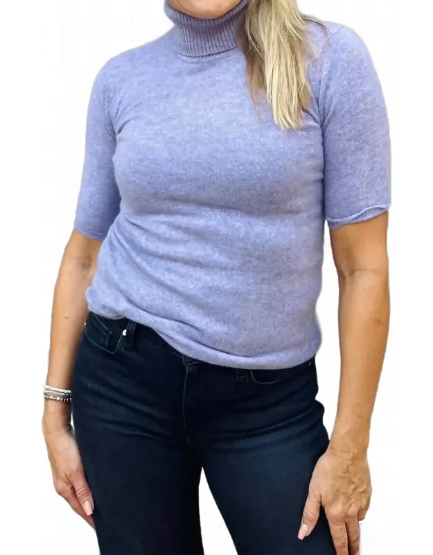 Elbow Sleeve Turtleneck Blouse
