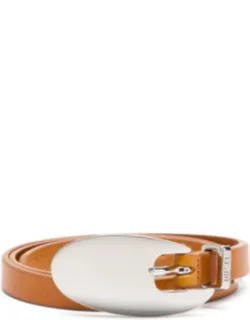 1.5cm Leather Belt With Sculptural Buckle