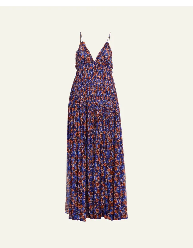 Floral Silk Chiffon Maxi Dress