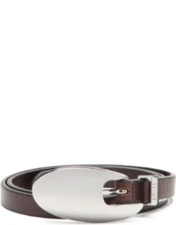 1.5cm Leather Belt With Sculptural Buckle