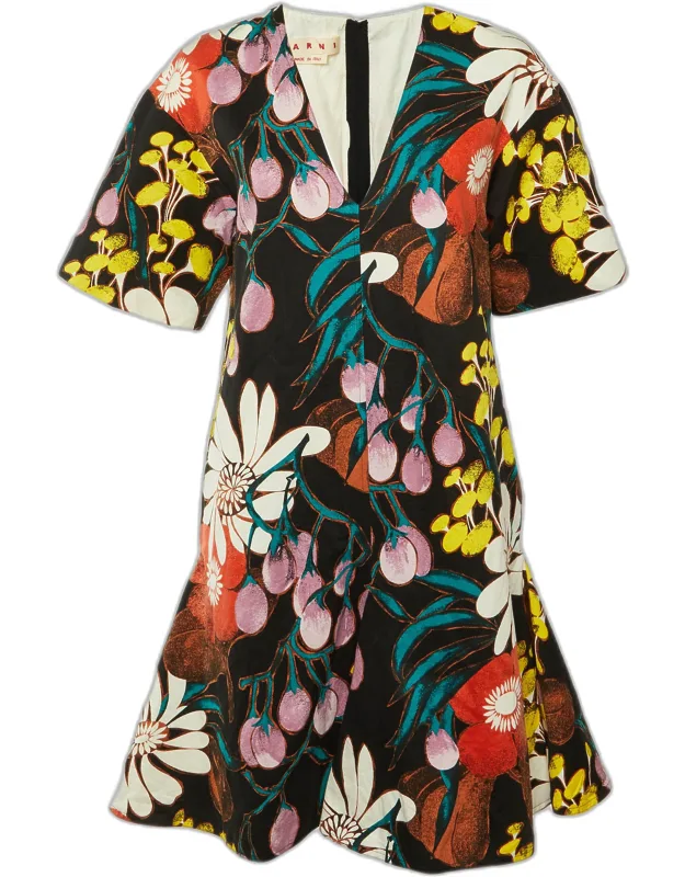 Madder Print Cotton & Linen Mini Dress