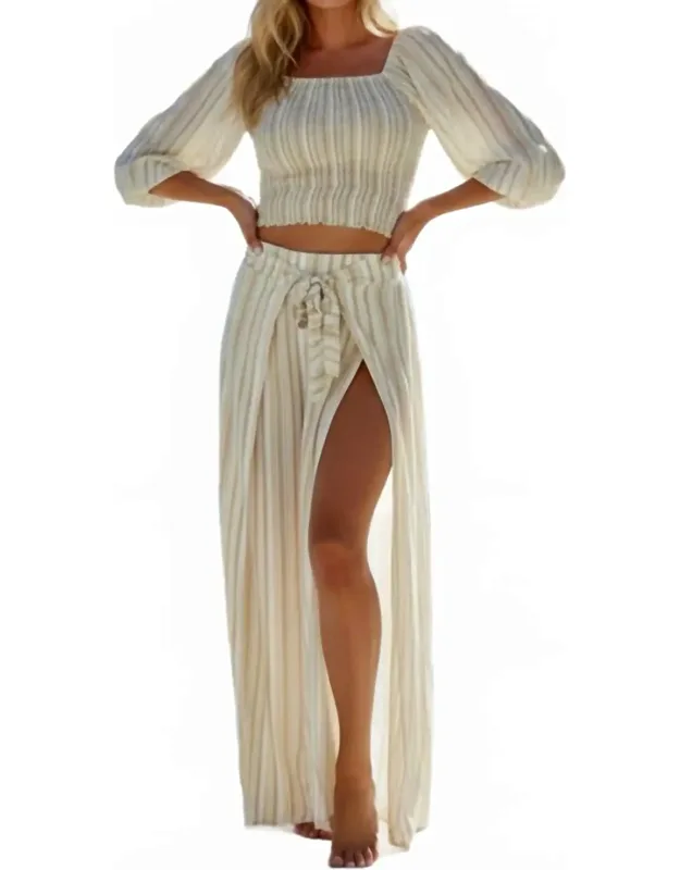 Resort-wear Wide Leg Pants & Crop Top Set