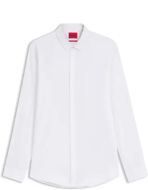 Slim-fit Shirt In Stretch Cotton, Tailored With Concealed Placket