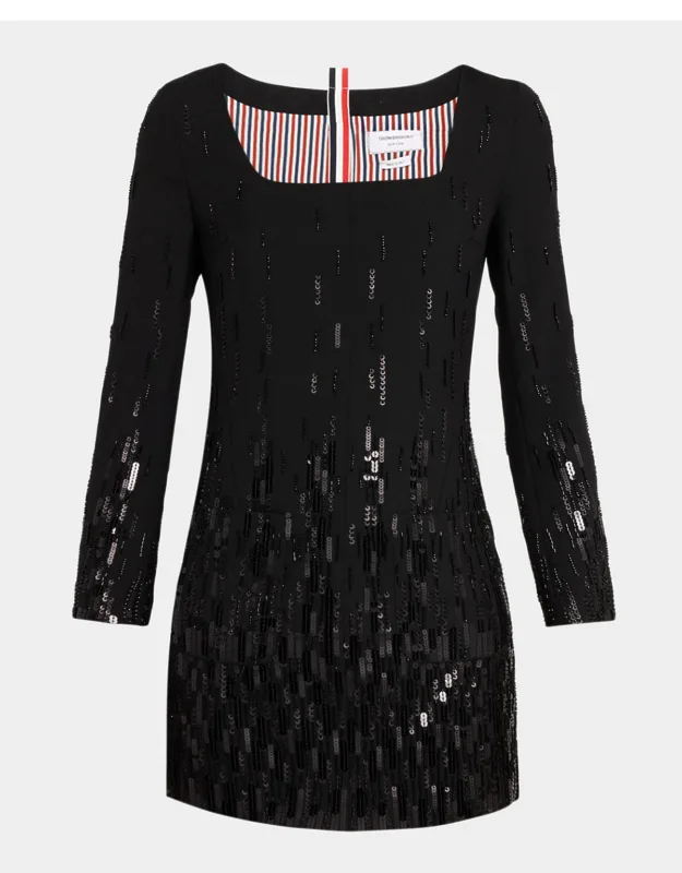 Sequinned Long-sleeve Mini Dress