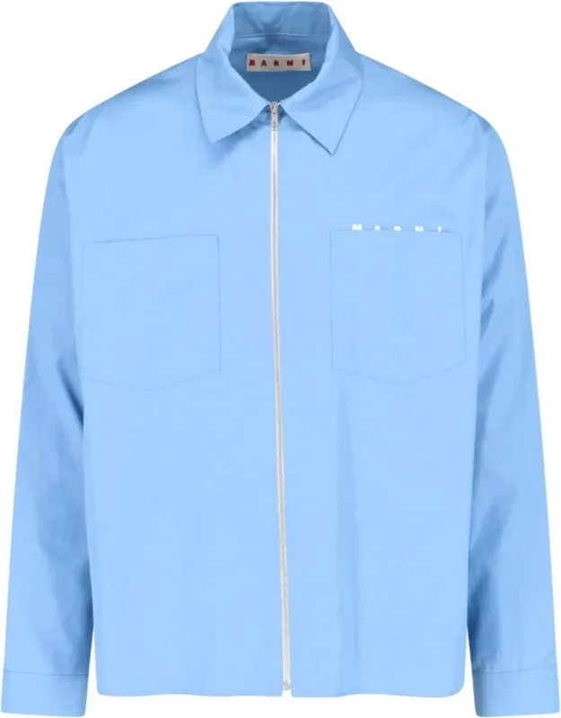 Logo Shirt With Classic Collar And Zip Closure