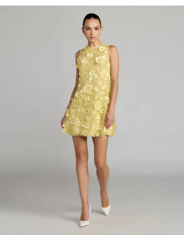 3d Floral Embellished Sleeveless Mini Dress
