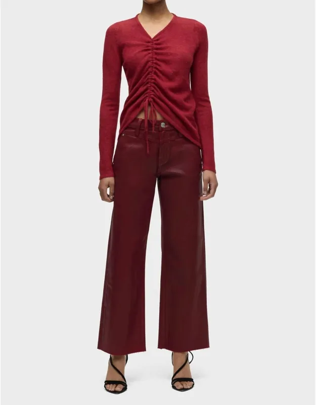 High-rise Front Yoke Wide Leg Ankle Jeans