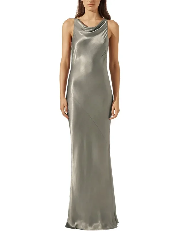 La Lune High Neck Cowl Maxi Dress
