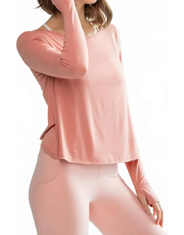 Long Sleeve Boat Neckline Yoga Top