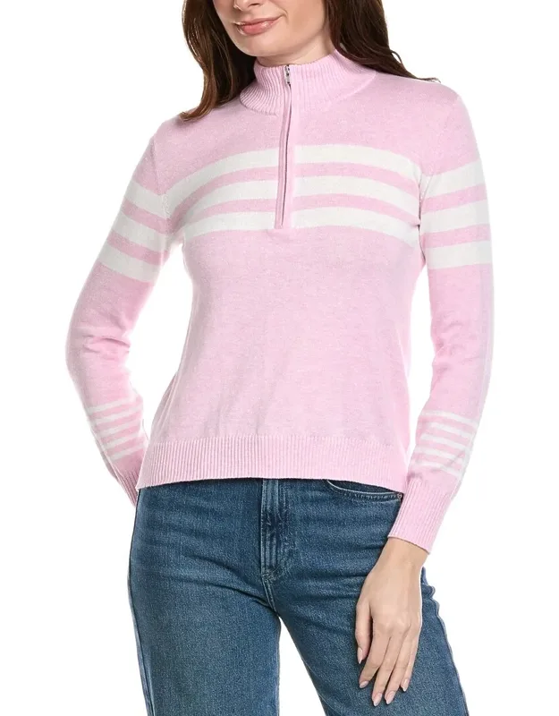 Stripe 1/2-zip Cashmere-blend Pullover