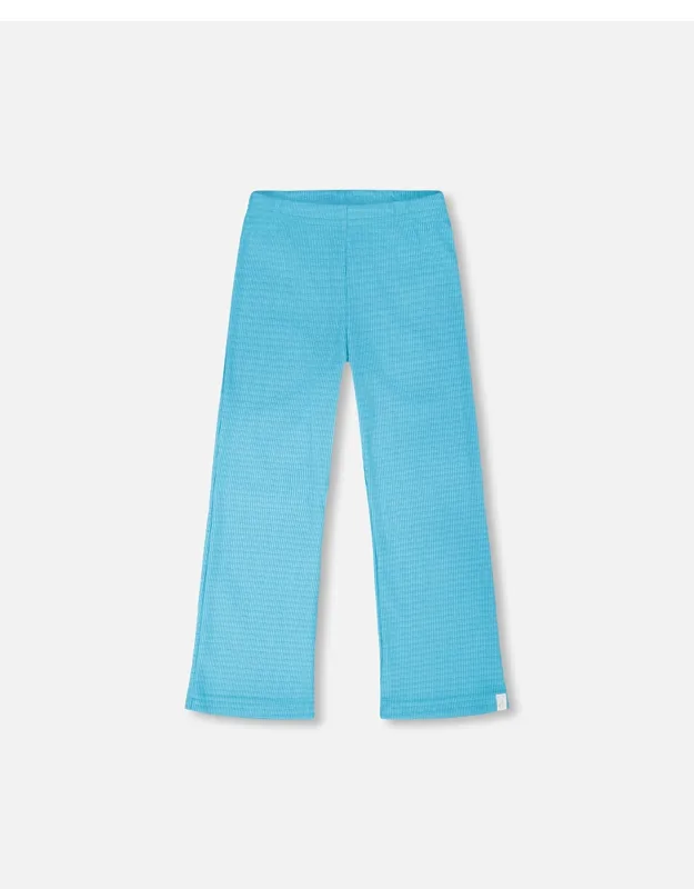 Flared Elastic Waist Crinkle Jersey Leggings