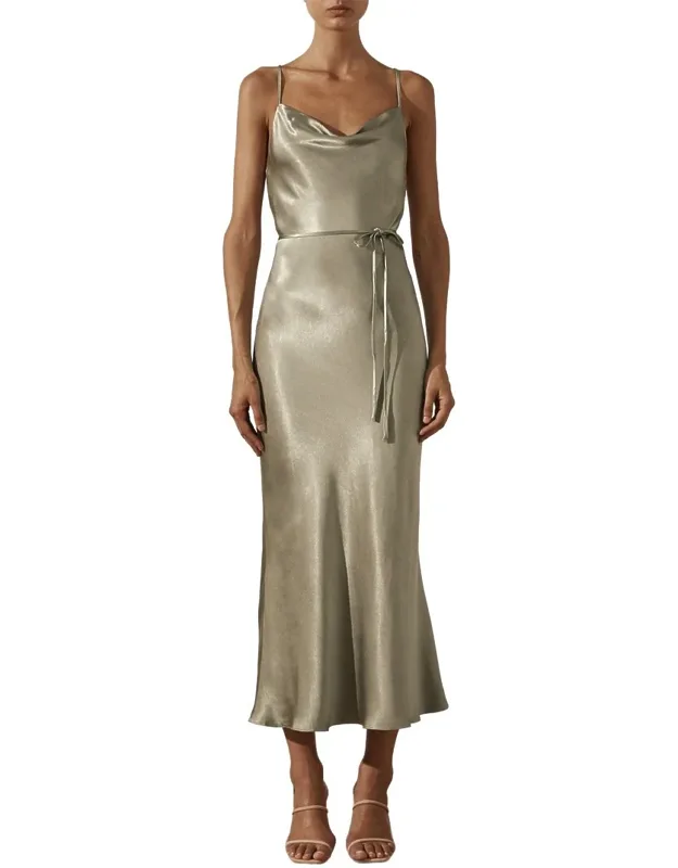 La Lune Bias Cowl Midi Dress