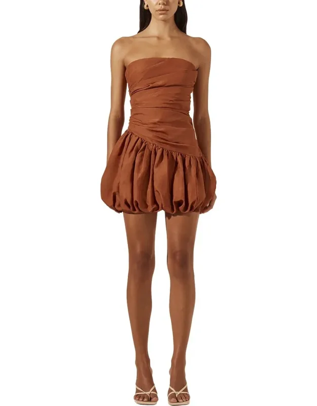Celeste Strapless Linen-blend Bubble Mini Dress