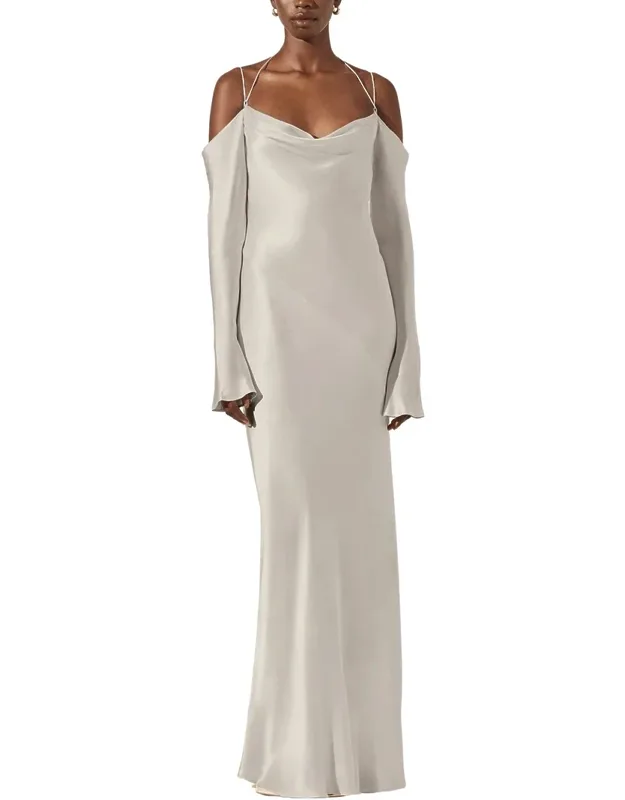 Off Shoulder Tie Maxi Dress