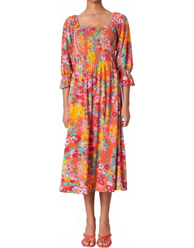 Wildflower Smocked Midi Dress