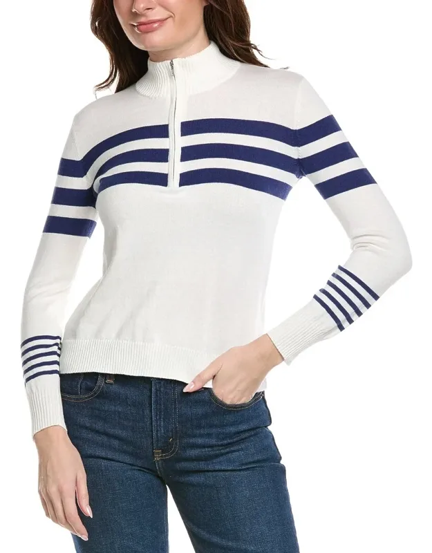 Stripe 1/2-zip Cashmere-blend Pullover