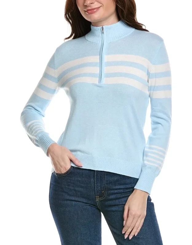 Stripe 1/2-zip Cashmere-blend Pullover